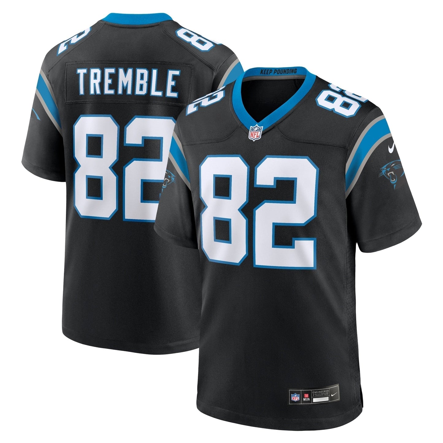 Tommy Tremble Carolina Panthers Nike Team Game Jersey - Black football jersey product view 1