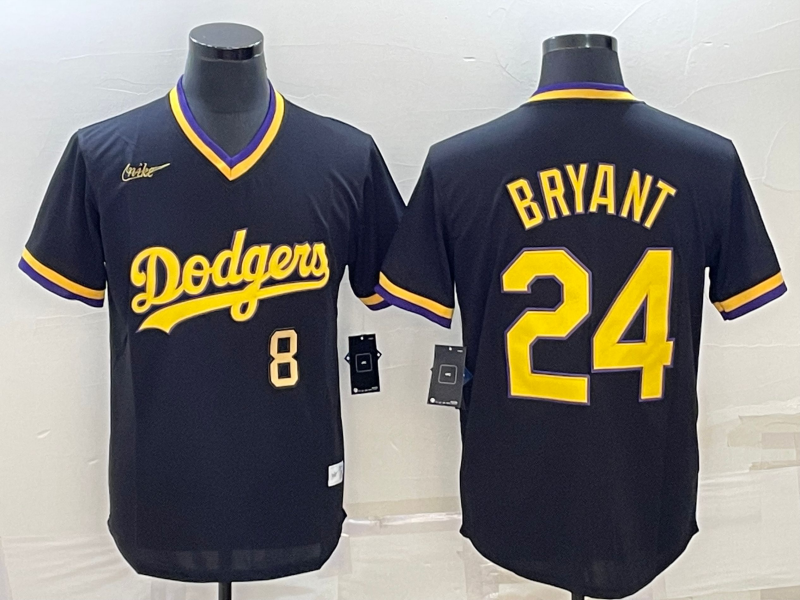 Men's Los Angeles Dodgers Kobe Bryant #8/24 Black Alternate Replica Team Jersey1 basketball jersey product view 1