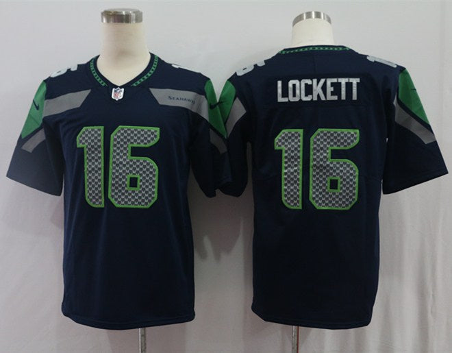 Men's Seattle Seahawks Tyler Lockett #16 Navy Game Jersey football jersey product view 1