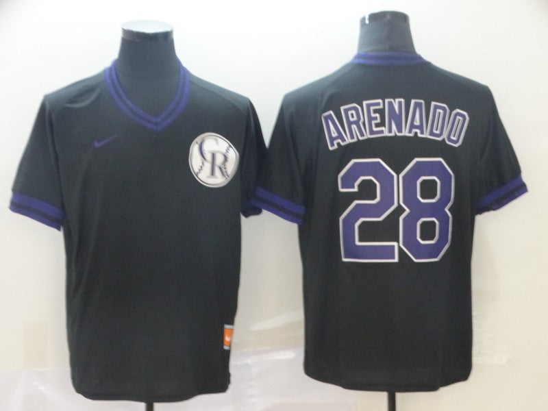 Men's Colorado Rockies Nolan Arenado #28 Black Replica Player Jersey1 baseball jersey product view 1