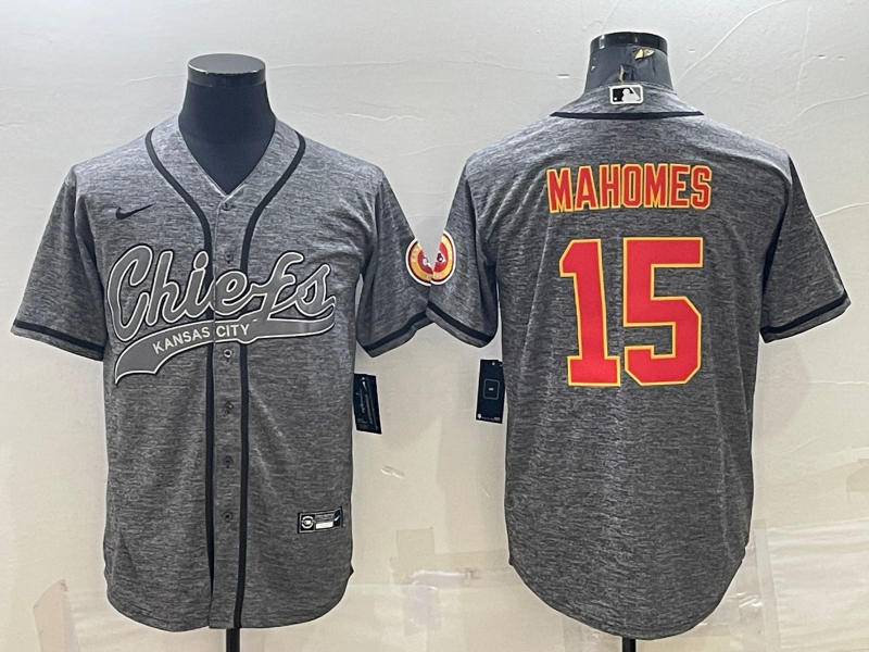Men's Kansas City Chiefs Patrick Mahomes #15 Grey Game Jersey1 Joint Edition football jersey product view 1