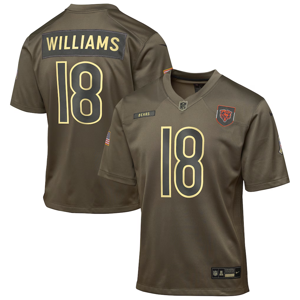 Youth Chicago Bears Caleb Williams Nike Olive 2025 Salute to Service Game Jersey football jersey product view 1