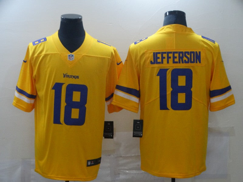 Men's Minnesota Vikings Justin Jefferson #18 Yellow Inverted Legend Jersey1 football jersey product view 1