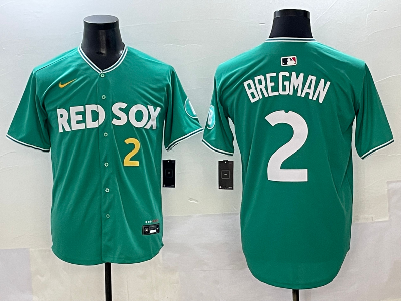 Men's Boston Red Sox Alex Bregman #2 Green 2025 City Connect Replica Player Jersey baseball jersey product view 1