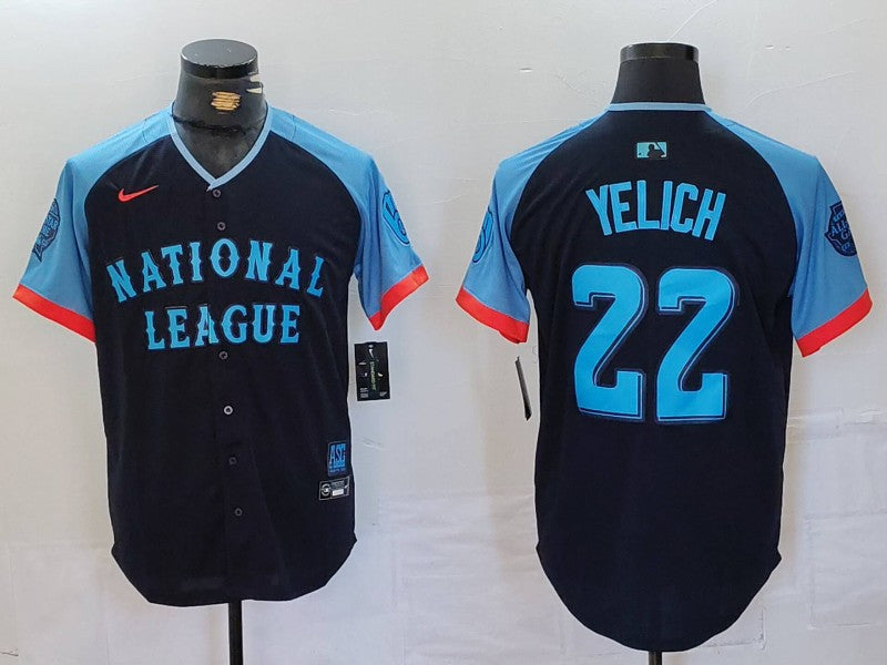 Men's National League Christian Yelich #22 Navy 2024 MLB All-Star Game Limited Player Jersey1 baseball jersey product view 1
