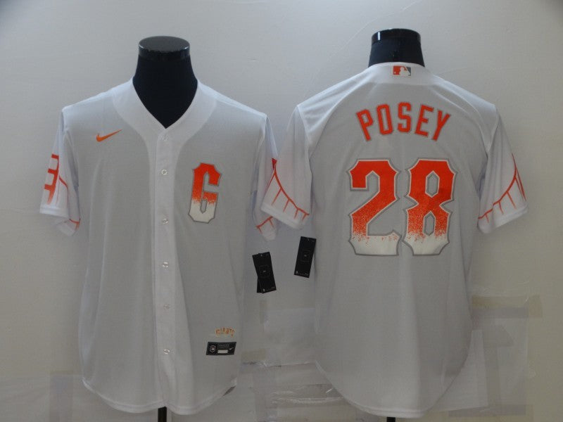 Men's San Francisco Giants Buster Posey #28 White Replica Player Jersey City Edition baseball jersey product view 1
