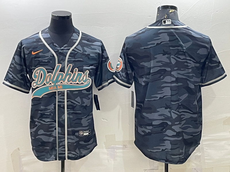 Men's Miami Dolphins Grey Camouflage Blank Jersey1 football jersey product view 1