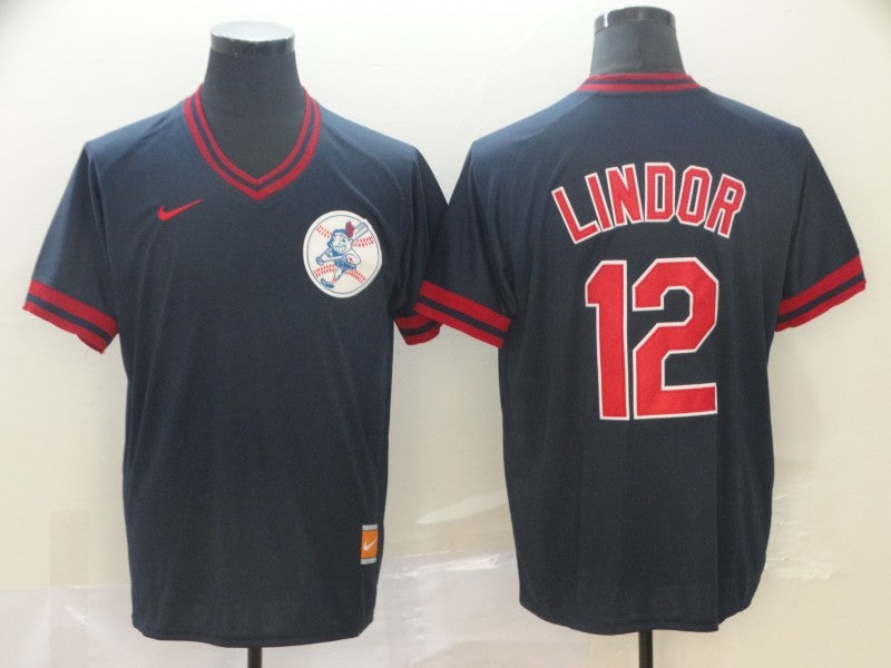 Men's New York Mets Francisco Lindor #12 Navy Replica Baseball Jersey1 baseball jersey product view 1