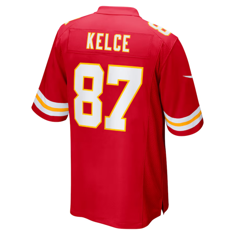 Men's Kansas City Chiefs Travis Kelce Nike Red Super Bowl LIX Game Jersey football jersey product view 3