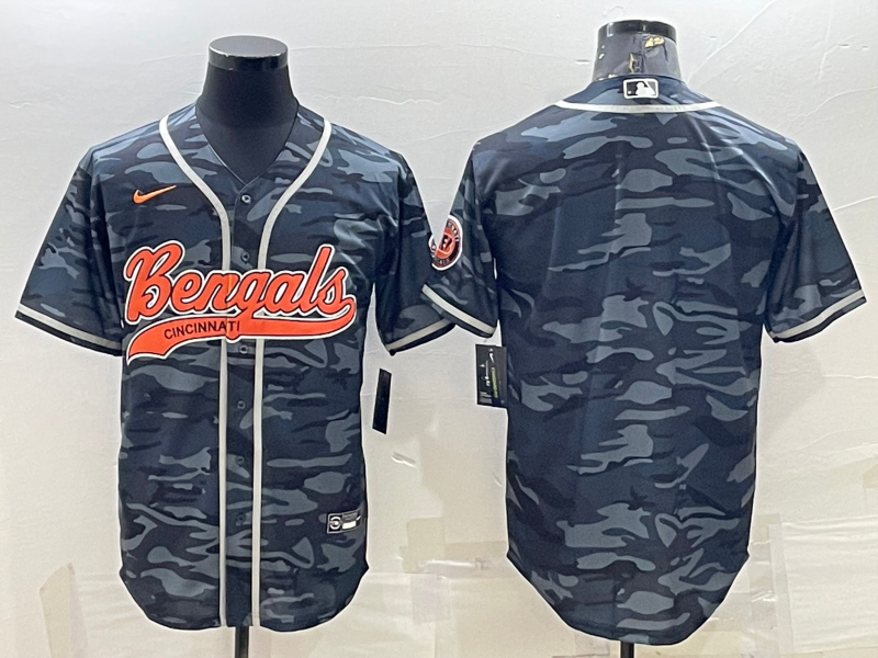 Men's Cincinnati Bengals Grey Camouflage Blank Jersey1 football jersey product view 1