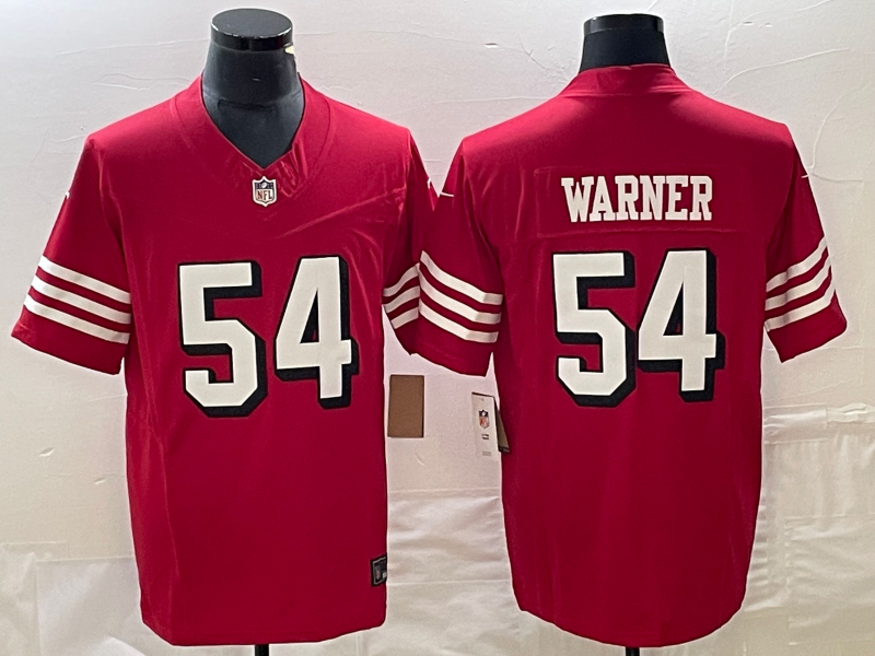 Men's San Francisco 49ers Fred Warner #54 Red Game Player Jersey1 football jersey product view 1