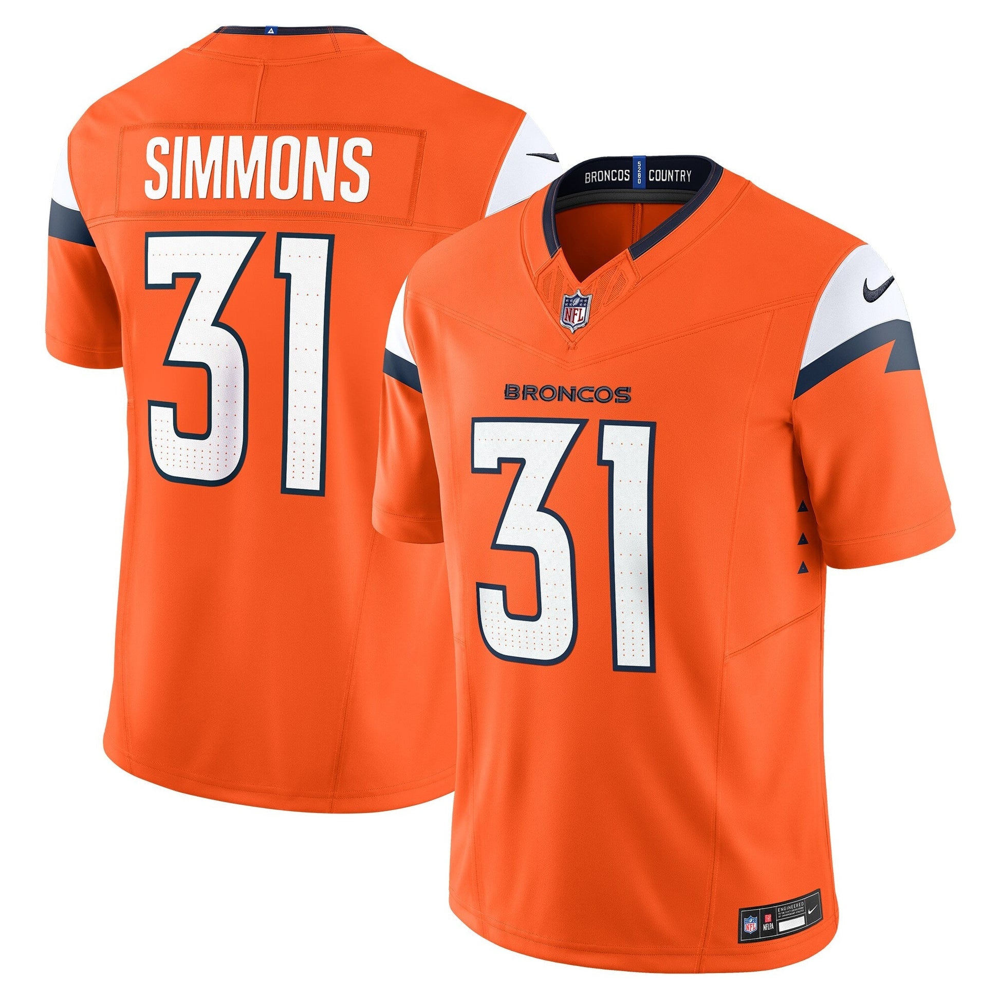 Justin Simmons Denver Broncos Nike Vapor F.U.S.E. Limited Jersey - Orange football jersey product view 1