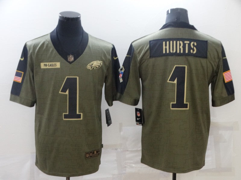 Men's Philadelphia Eagles Jalen Hurts #1 Brown Game Jersey1 football jersey product view 1