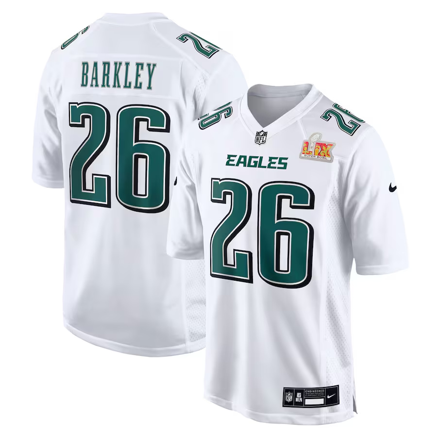 Men's Philadelphia Eagles Saquon Barkley #26 Tundra White Super Bowl LIX Fashion Game Player Jersey1 football jersey product view 1