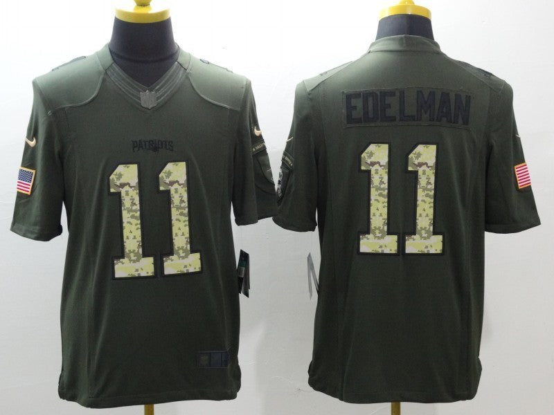 Men's New England Patriots Julian Edelman #11 Army Green Game Jersey1 football jersey product view 1