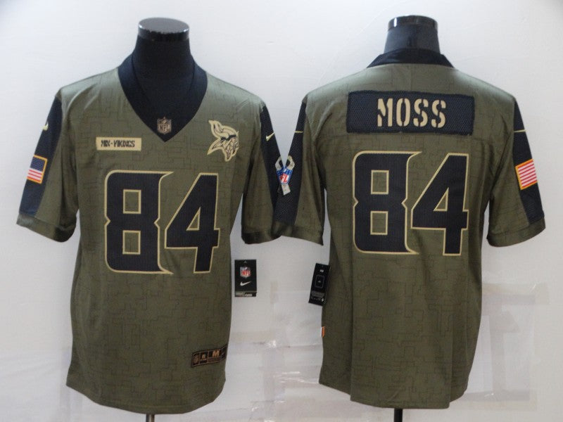 Men's Minnesota Vikings Randy Moss #84 Brown Game Jersey1 football jersey product view 1