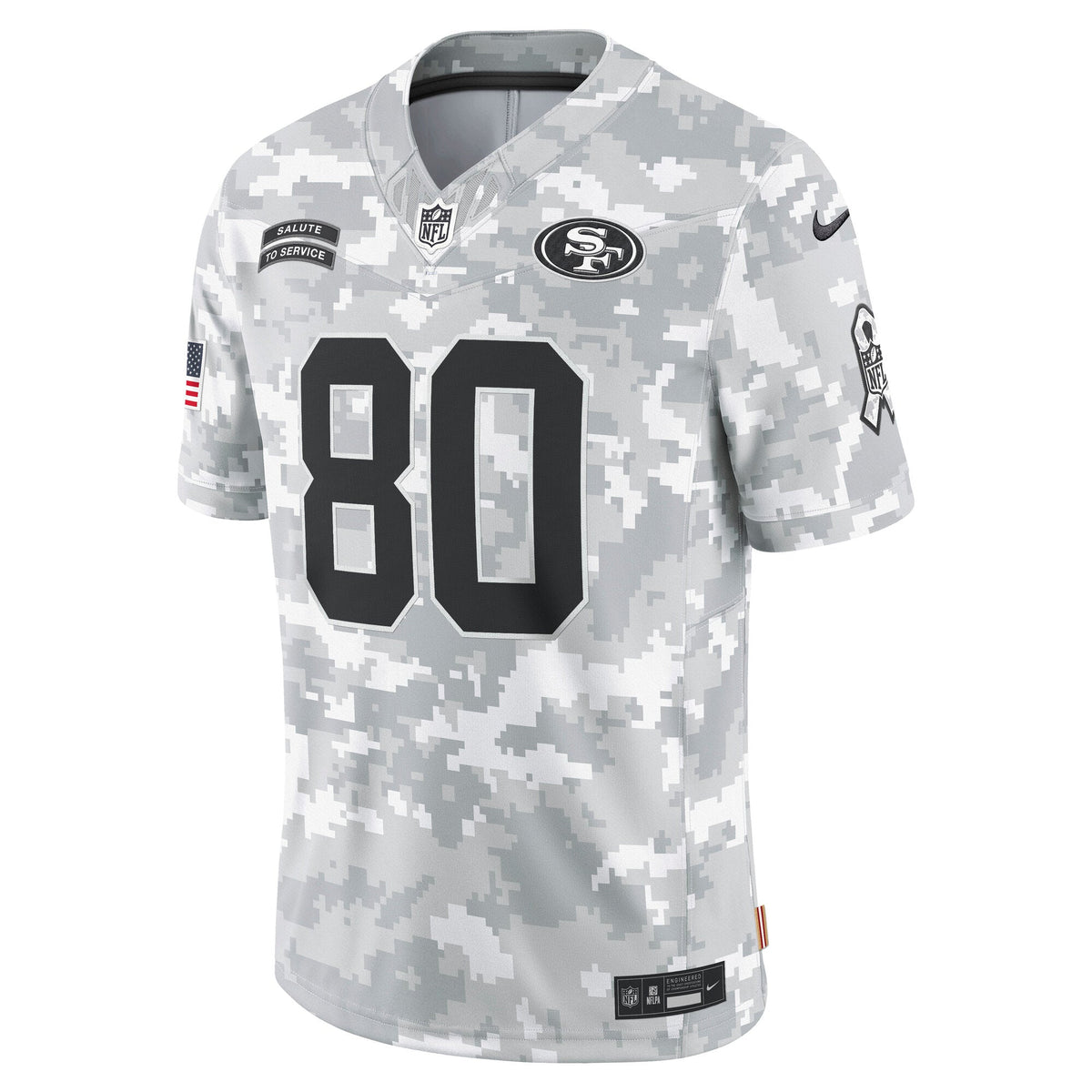 Jerry Rice San Francisco 49ers Nike 2024 Salute to Service Retired Limited Jersey - Arctic Camo football jersey product view 2