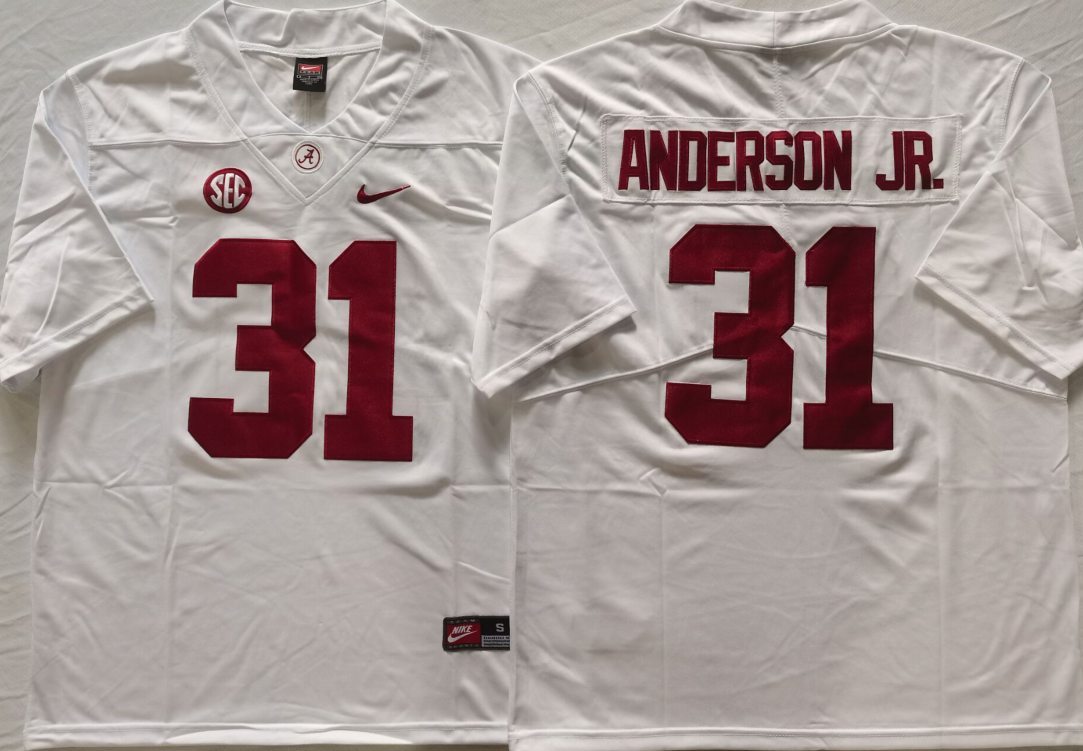 Men's Alabama Crimson Tide Will Anderson Jr #31 White Player Jersey sports jersey product view 1
