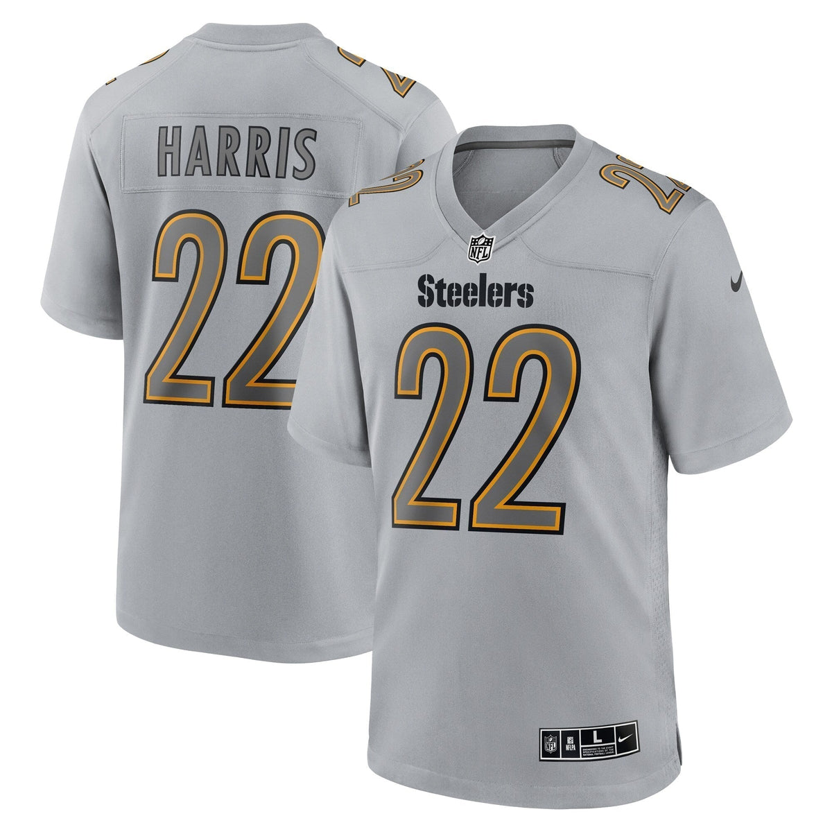 Najee Harris Pittsburgh Steelers Nike Atmosphere Fashion Game Jersey - Gray football jersey product view 1