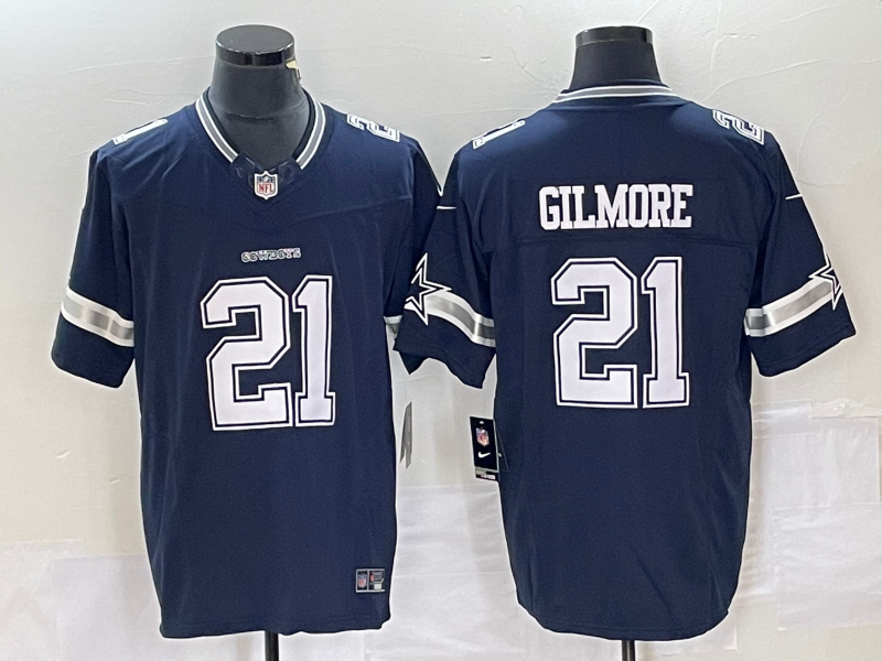 Men's Dallas Cowboys Stephon Gilmore #21 Navy Game Player Jersey1 football jersey product view 1