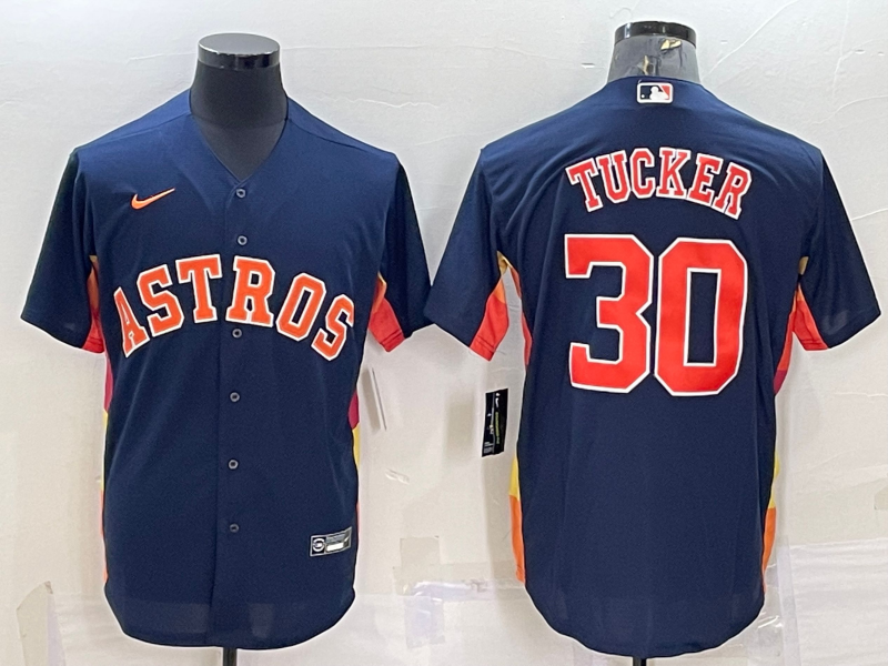 Men's Houston Astros Kyle Tucker #30 Navy Alternate Replica Player Name Jersey baseball jersey product view 1
