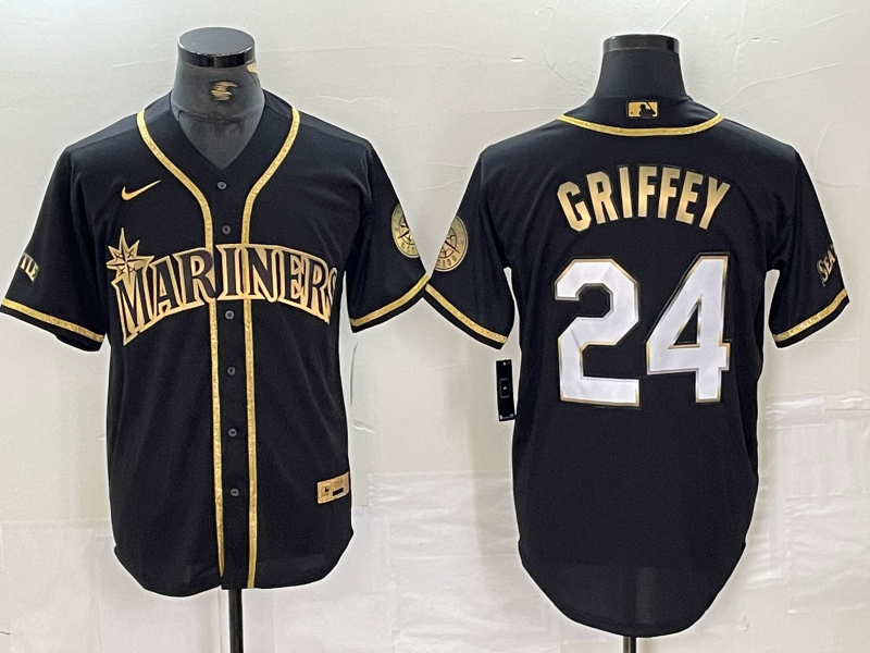 Men's Seattle Mariners Ken Griffey Jr. #24 Black Authentic Player Jersey baseball jersey product view 1