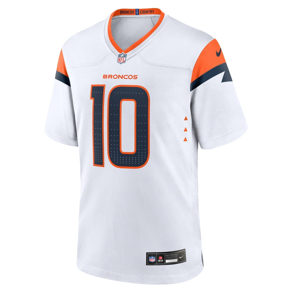 Bo Nix Denver Broncos Nike Game Jersey - White football jersey product view 2