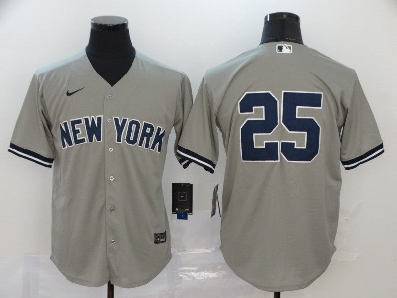 Men's New York Yankees Jason Giambi #25 Gray Replica Player Name Jersey1 baseball jersey product view 1