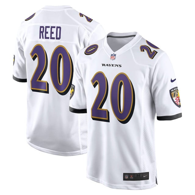 Ed Reed 20 Baltimore Ravens Men Retired Game Jersey - White football jersey product view 1