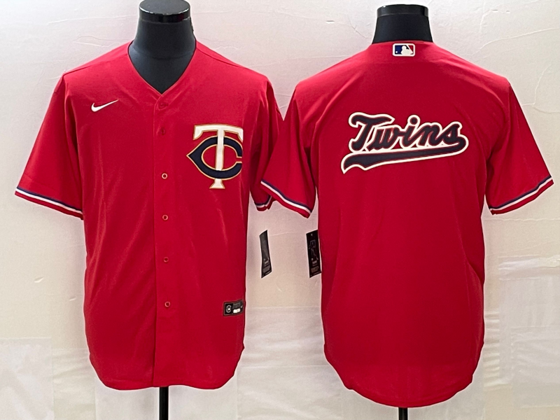 Men's Minnesota Twins Red Alternate Replica Team Logo Jersey1 baseball jersey product view 1