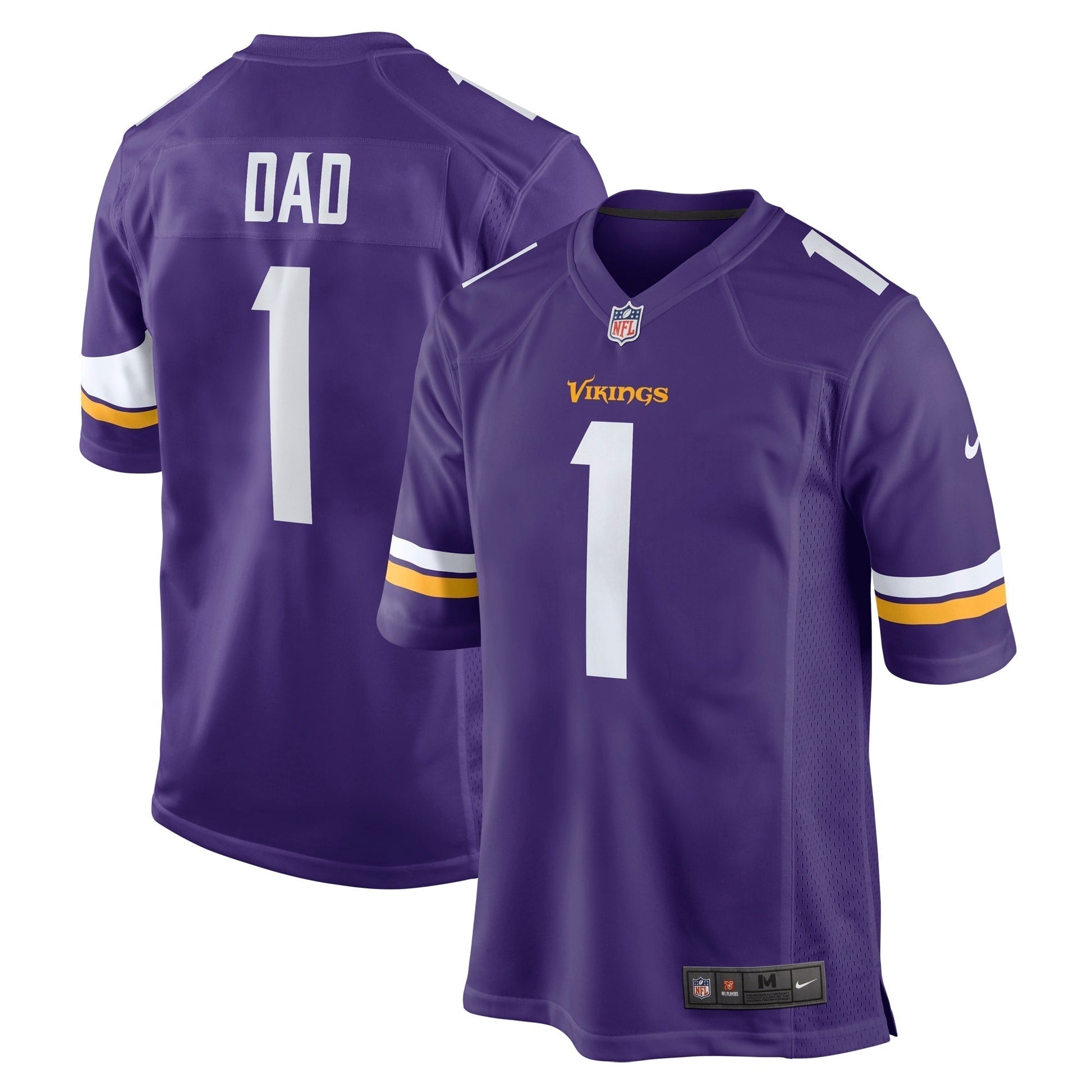 Number 1 Dad Minnesota Vikings Nike Game Jersey - Purple football jersey product view 1