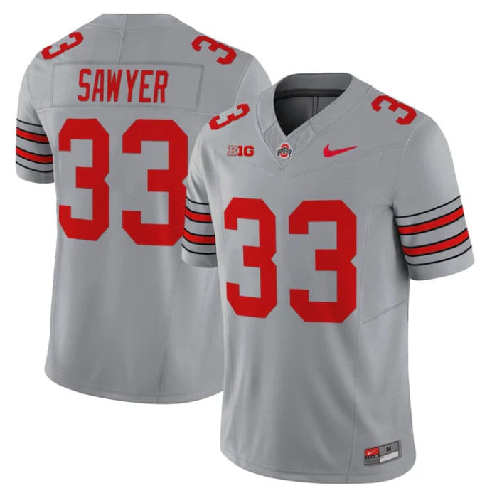 Jack Sawyer Ohio State Buckeyes Jersey – Gray sports jersey product view 1