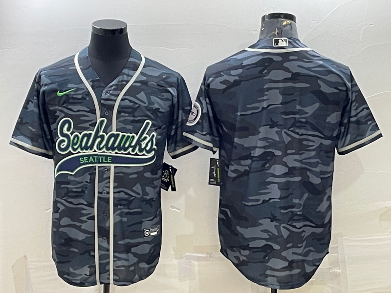 Men's Seattle Seahawks Grey Camouflage Blank Jersey football jersey product view 1