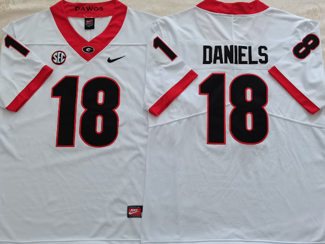 Men's Georgia Bulldogs JT Daniels #18 White Player Game Jersey sports jersey product view 1