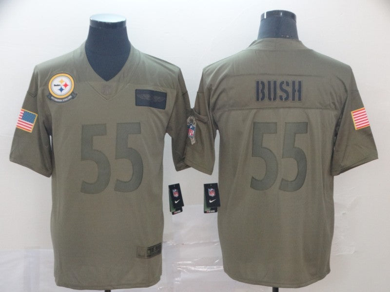Men's Pittsburgh Steelers Devon Bush Jr. #55 Brown Game Jersey1 football jersey product view 1