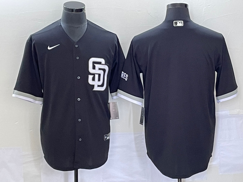 Men's San Diego Padres Black Replica Blank Jersey baseball jersey product view 1