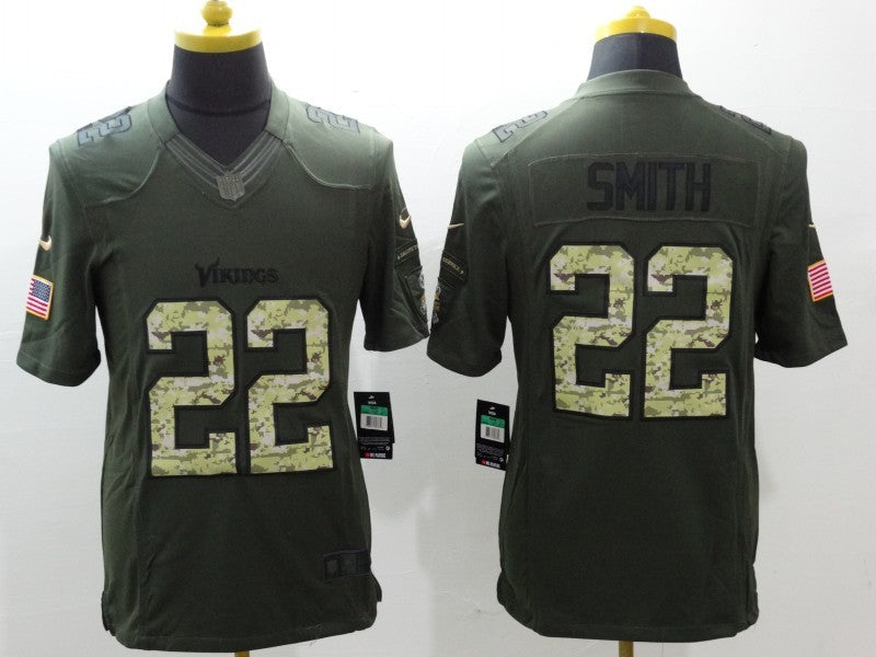 Men's Minnesota Vikings Harrison Smith #22 Army Green Game Jersey1 football jersey product view 1