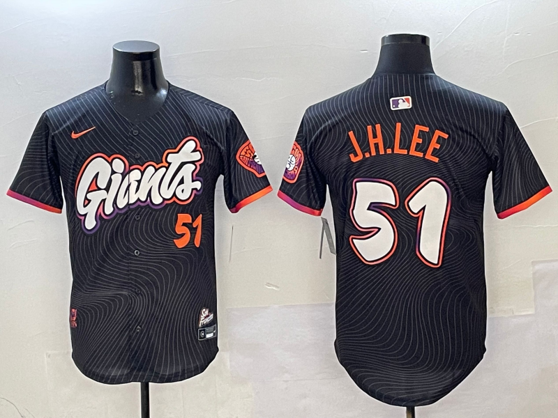 Men's San Francisco Giants Jung Hoo Lee #51 Black 2025 City Connect Limited Player Jersey1 baseball jersey product view 1