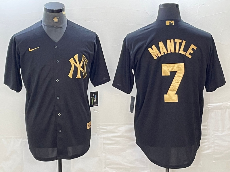 Men's New York Yankees Mickey Mantle #7 Black Limited Player Jersey1 baseball jersey product view 1
