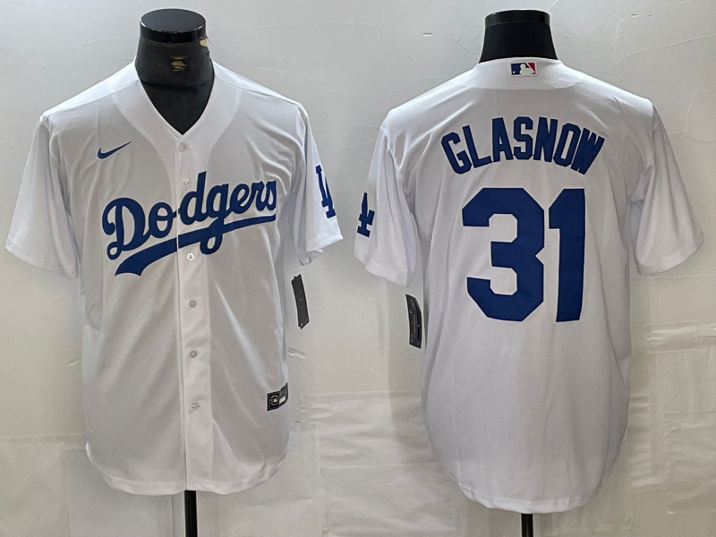 Men's Los Angeles Dodgers Tyler Glasnow #31 White Replica Player Jersey1 baseball jersey product view 1