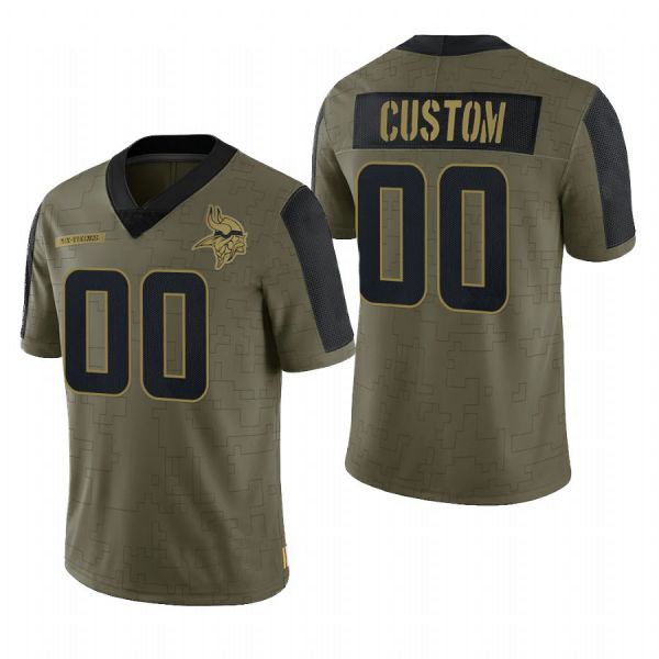 Custom1 Minnesota Vikings Olive 2021 Salute To Service Limited Football Jerseys football jersey product view 1