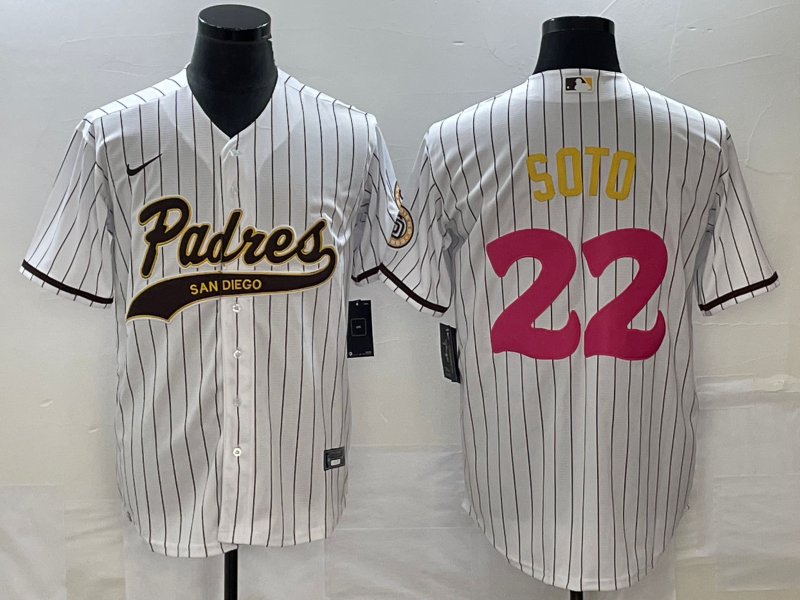 Men's San Diego Padres Juan Soto #22 White Replica Player Jersey Joint Edition baseball jersey product view 1