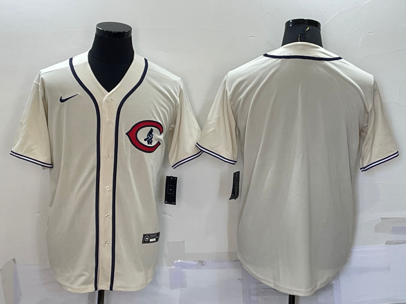 Men's Chicago Cubs Beige Blank Replica Jersey1 baseball jersey product view 1