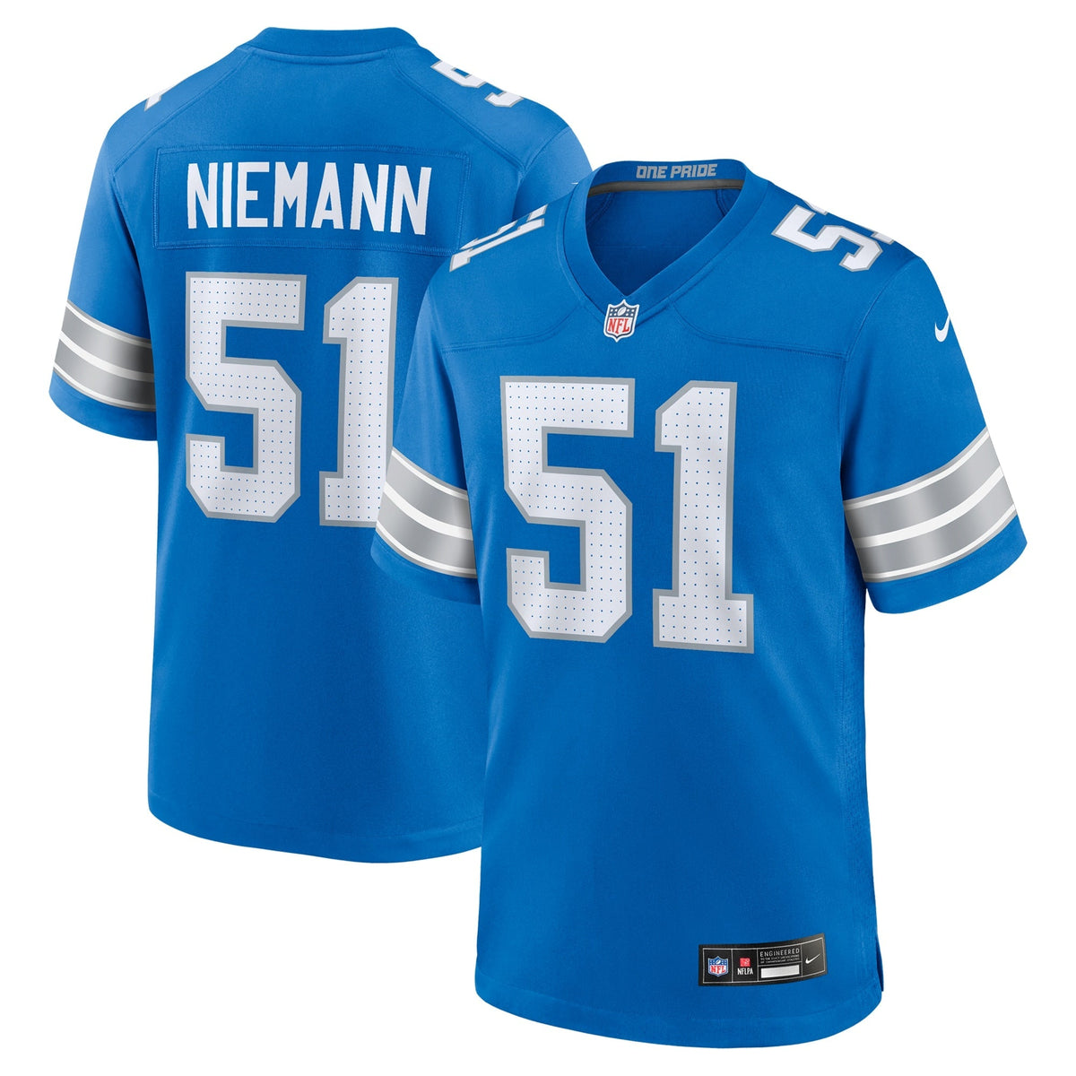 Ben Niemann Detroit Lions Nike Team Game Jersey - Blue football jersey product view 1