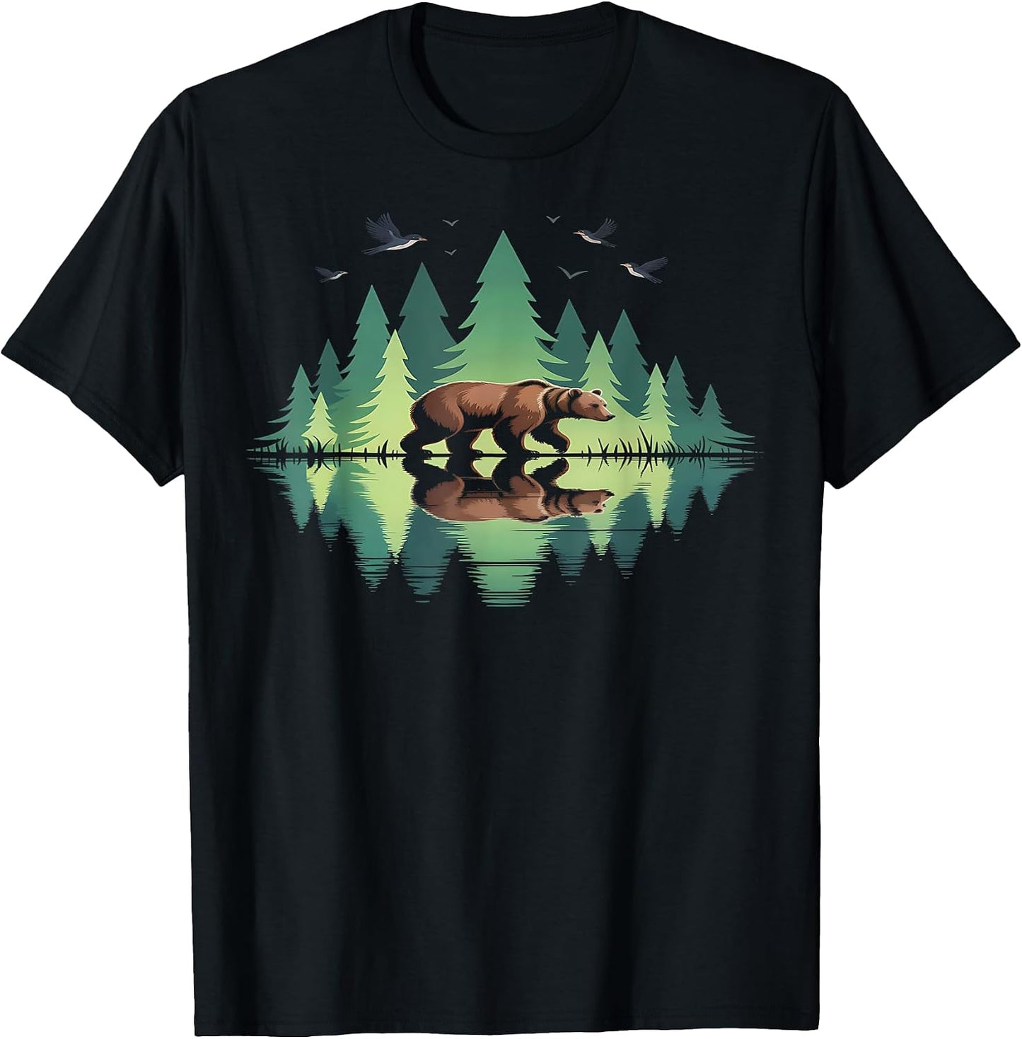 Retro Forest Trees Outdoors Wildlife Bear - Adult & Kids T-Shirts, Sweatshirts & Hoodies apparel design preview 1