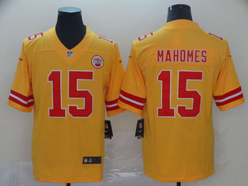 Men's Kansas City Chiefs Patrick Mahomes Yellow Inverted Legend Jersey1 football jersey product view 1