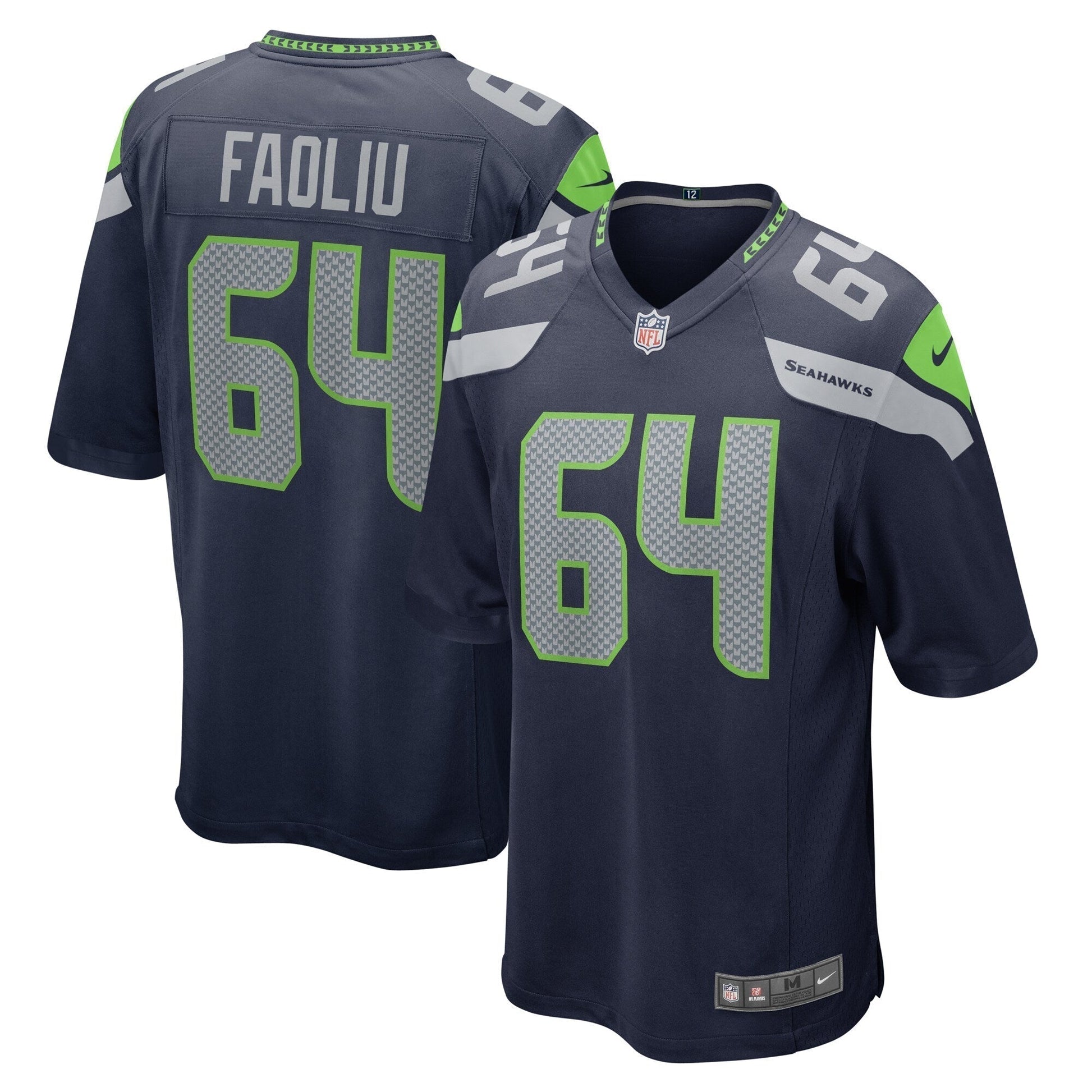 Austin Faoliu Seattle Seahawks Nike Game Jersey - College Navy football jersey product view 1