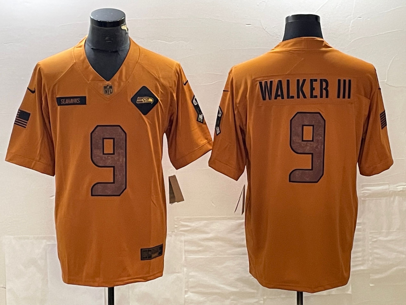 Men's Seattle Seahawks Kenneth Walker III #9 Brown 2023 Salute To Service Limited Jersey football jersey product view 1