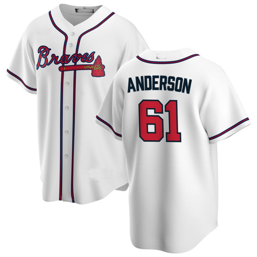 Atlanta Braves #61 Nick Anderson White Alternate Authentic Player Jersey Stitches Baseball Jerseys baseball jersey product view 1