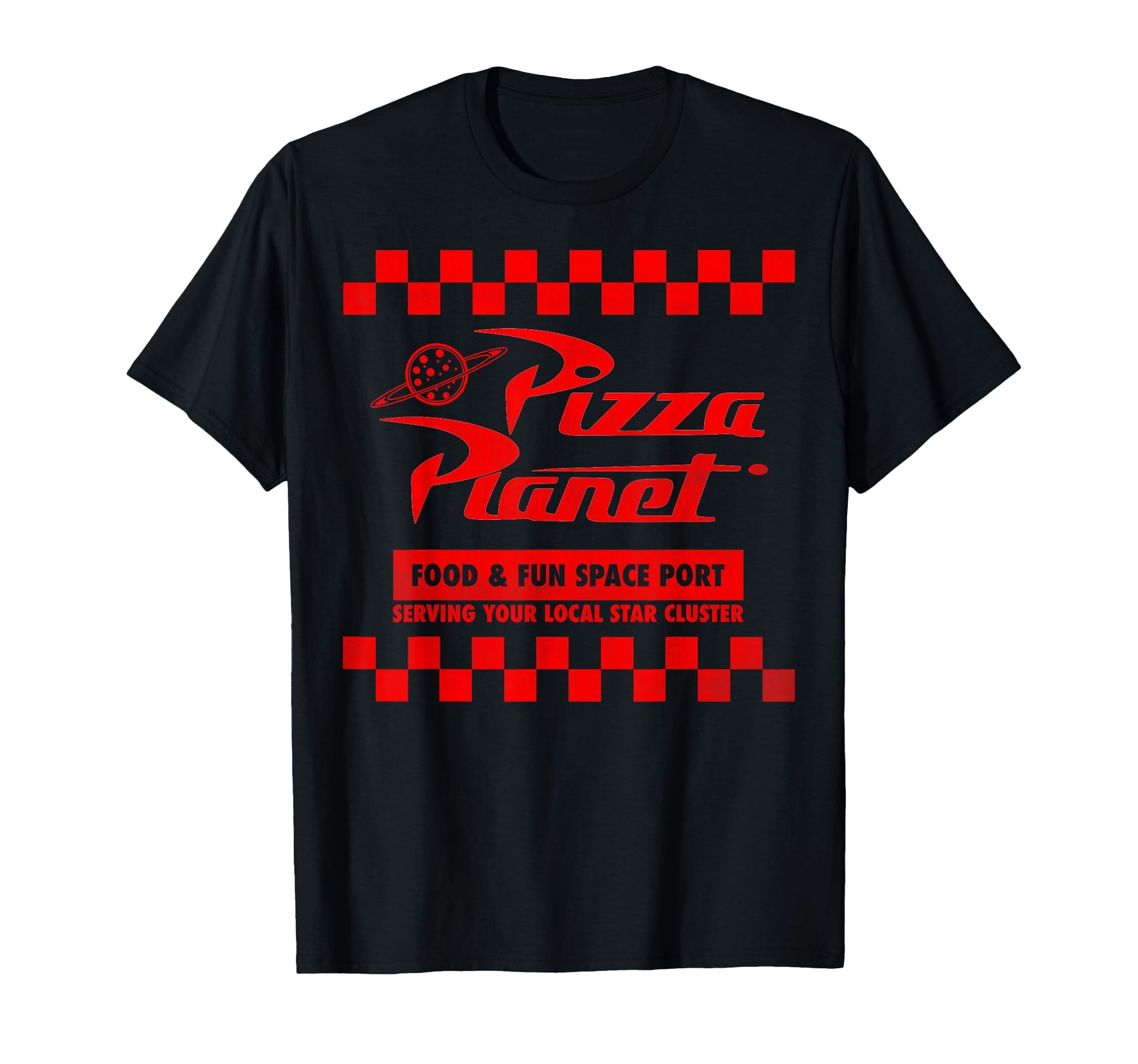 Space Pizza Arcade Shirt  Checkered Logo Graphic Tee - T-Shirt, Sweatshirt, Hoodie